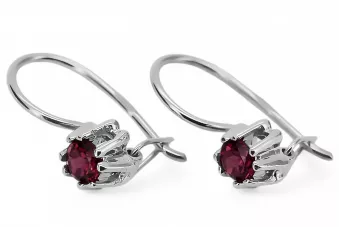 Argent sterling 925 14k 583 Ruby des boucles d'oreilles vec053s Russe Soviétique URSS Artisanat vintage Art Deco style